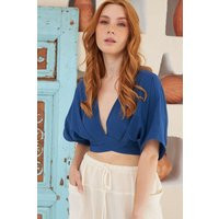 Linen Crop Top, Wrap Top, Blouse. Kimono Blouse, Crop Top, Wrapped Blouse, Linen Wear | Etsy (US)