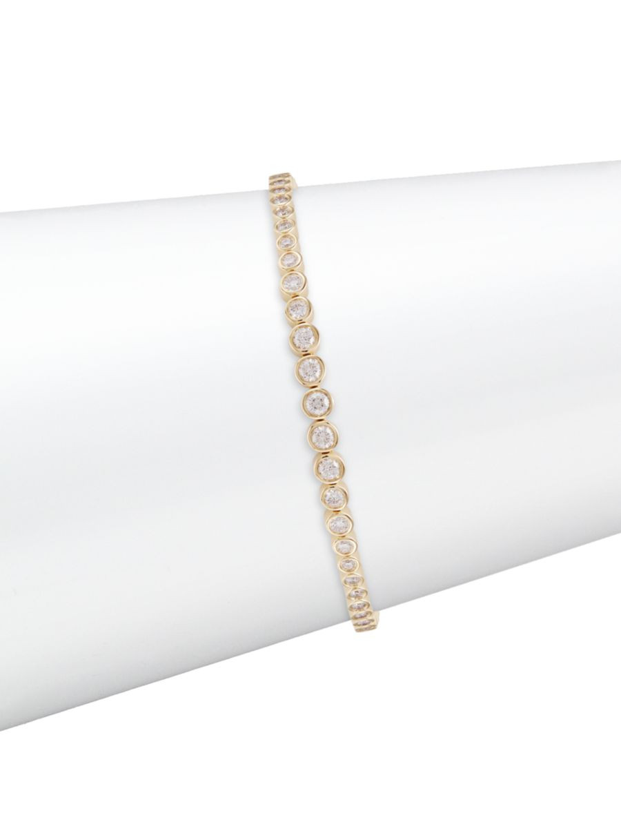 14K Yellow Gold & 1.90 TCW Diamond Bezel Tennis Bracelet | Saks Fifth Avenue
