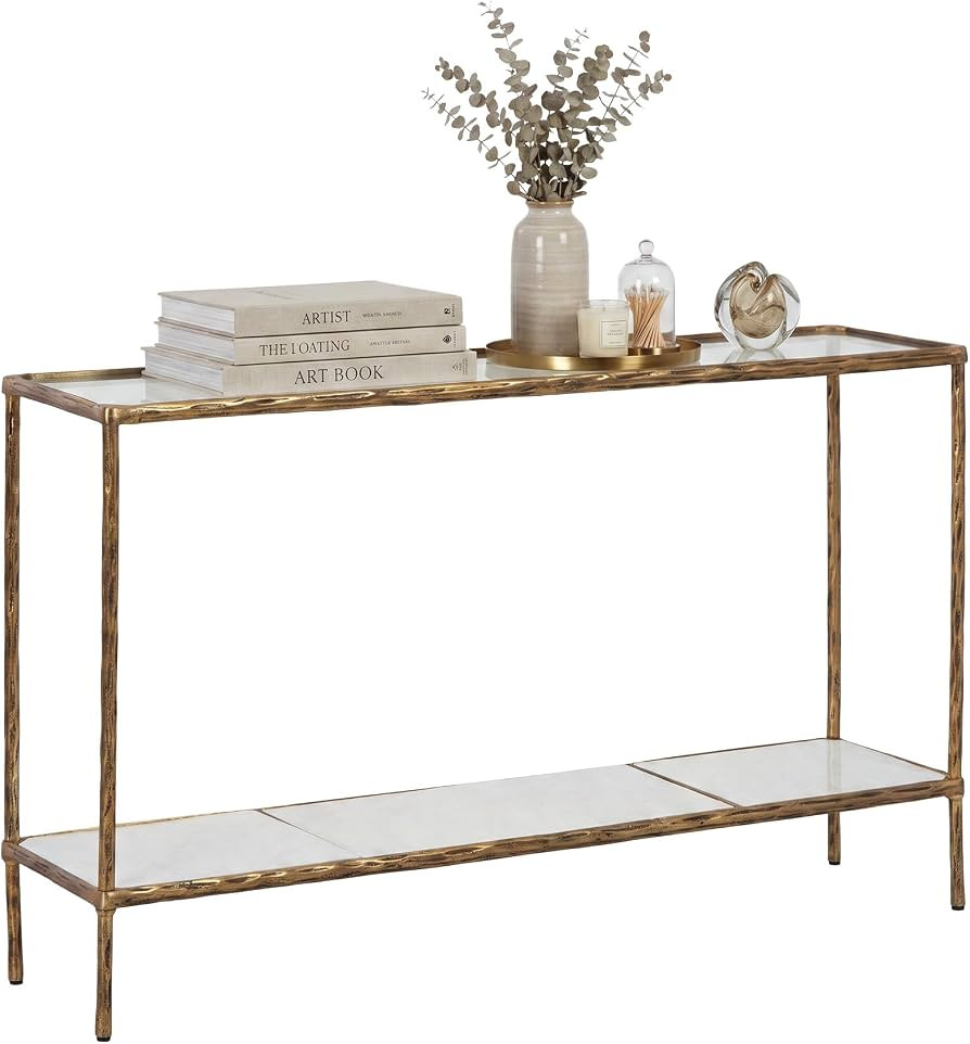 Signature Design by Ashley 52" Glass & Marble Narrow Console Sofa Table | Amazon (US)