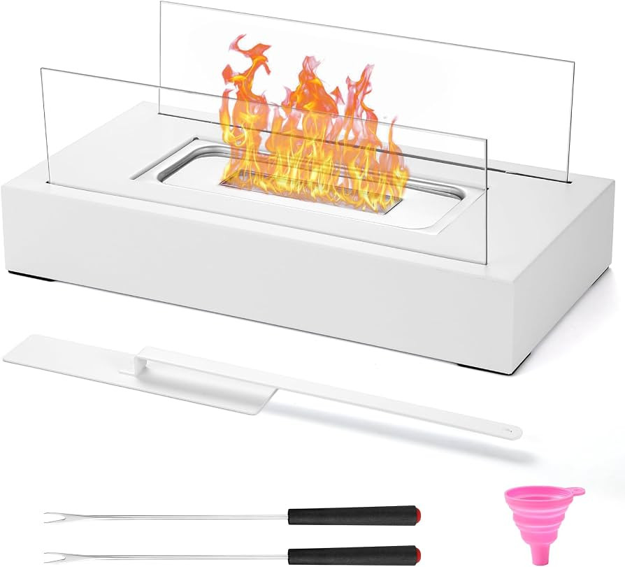 Table Fire Pit, Square Outdoor and Indoor Fireplace with 2 Forks for Halloween Christmas Decor, F... | Amazon (US)