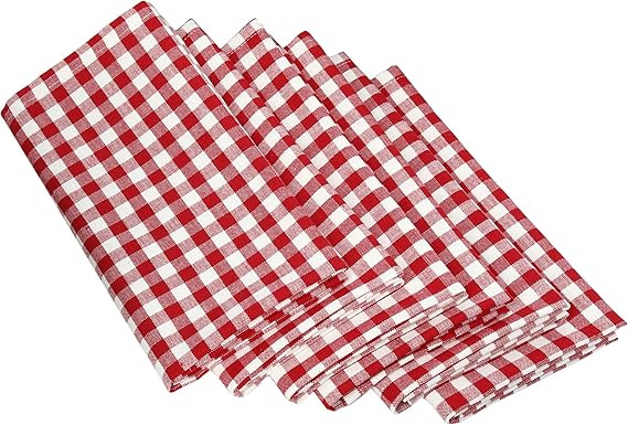 DII 100% Cotton, Oversized Basic Everyday 20x 20" Napkin, Set of 6, Tango Red Gingham Check | Amazon (US)