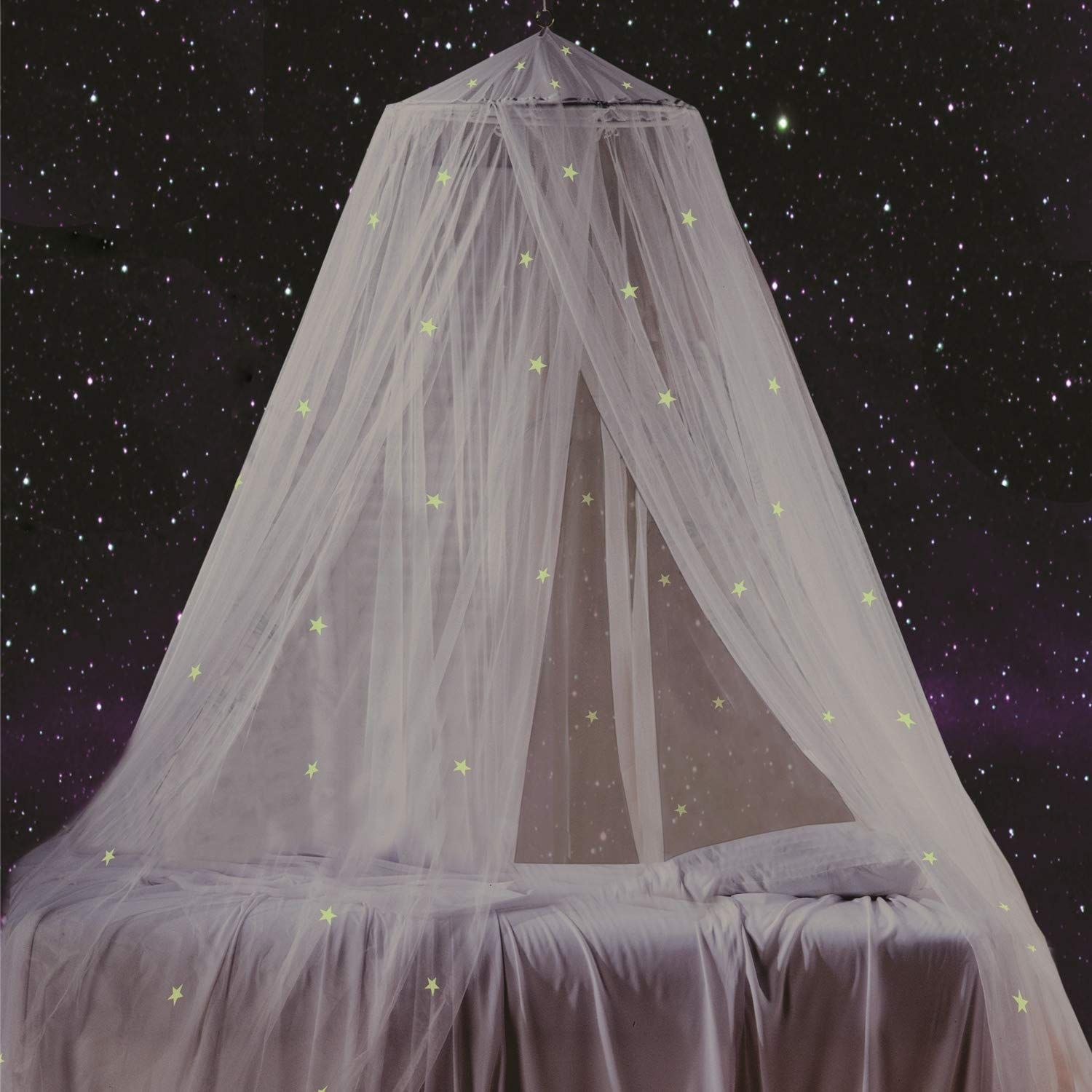 Bed Canopy with Fluorescent Stars Glow in Dark for Baby, Kids, Girls Or Adults, Anti Mosquito As ... | Amazon (US)