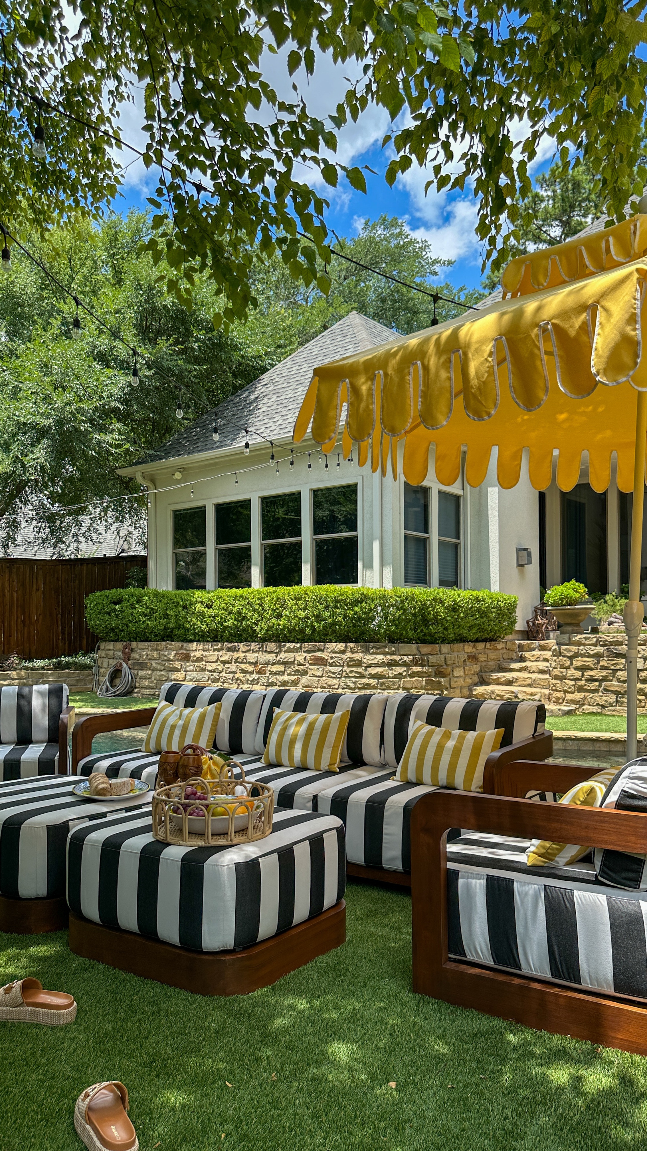 💀💀💀Our new outdoor furniture is here! You need these modern yet cheeky pieces in your backyard! Ours are sunbrella black and white stripe! 

#LTKHome #LTKSeasonal