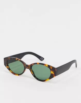 ASOS DESIGN oval sunglasses in tort with matt black arms | ASOS (Global)