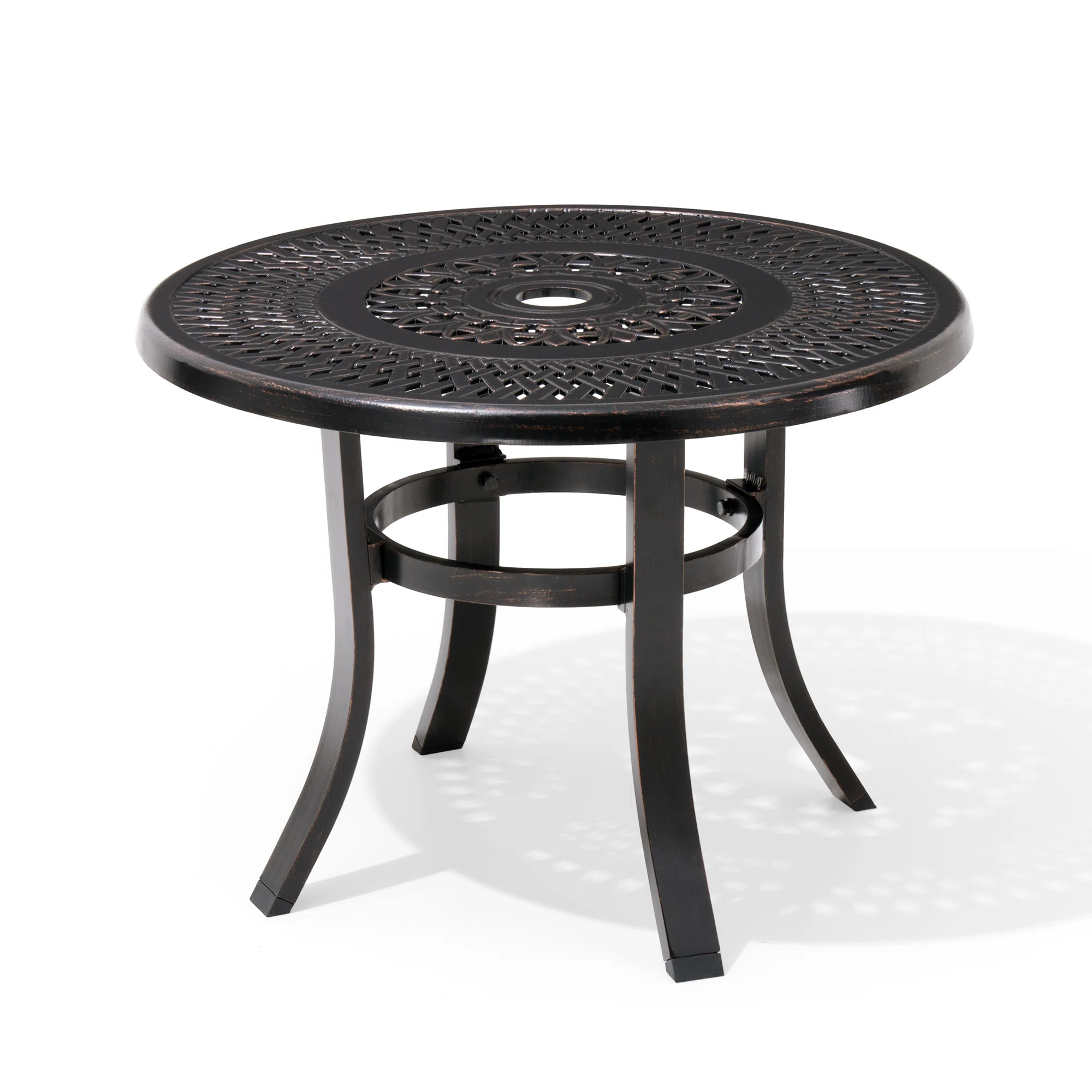 Alcott Hill® Cast Aluminum Patio Side Table Outdoor Round Anti-rust Small Table With Umbrella Ho... | Wayfair North America