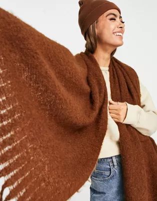SVNX fringe detail scarf in tan | ASOS (Global)