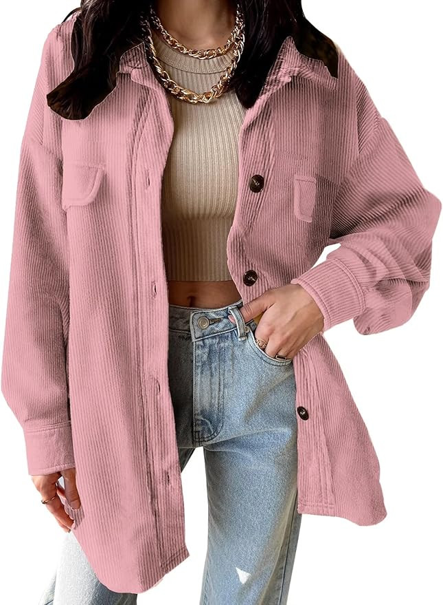 SANDERY Womens Corduroy Button Down Shirts for Women Shacket Long Sleeve Tops Collared Shirt Jack... | Amazon (US)