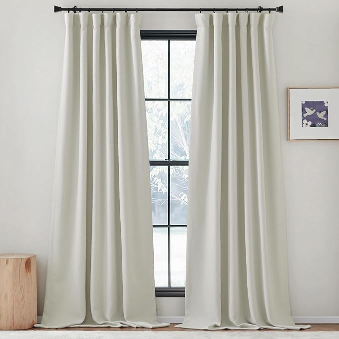NICETOWN Faux Linen Room Darkening Curtains & Drapes, Pinch Pleated Light Blocking Noise Cancelin... | Amazon (US)