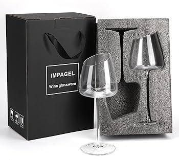 Slanted White Wine Glasses Set of 2, Modern No-lead Hand-Blown Long Stem Red Wine glasses,Premium... | Amazon (US)