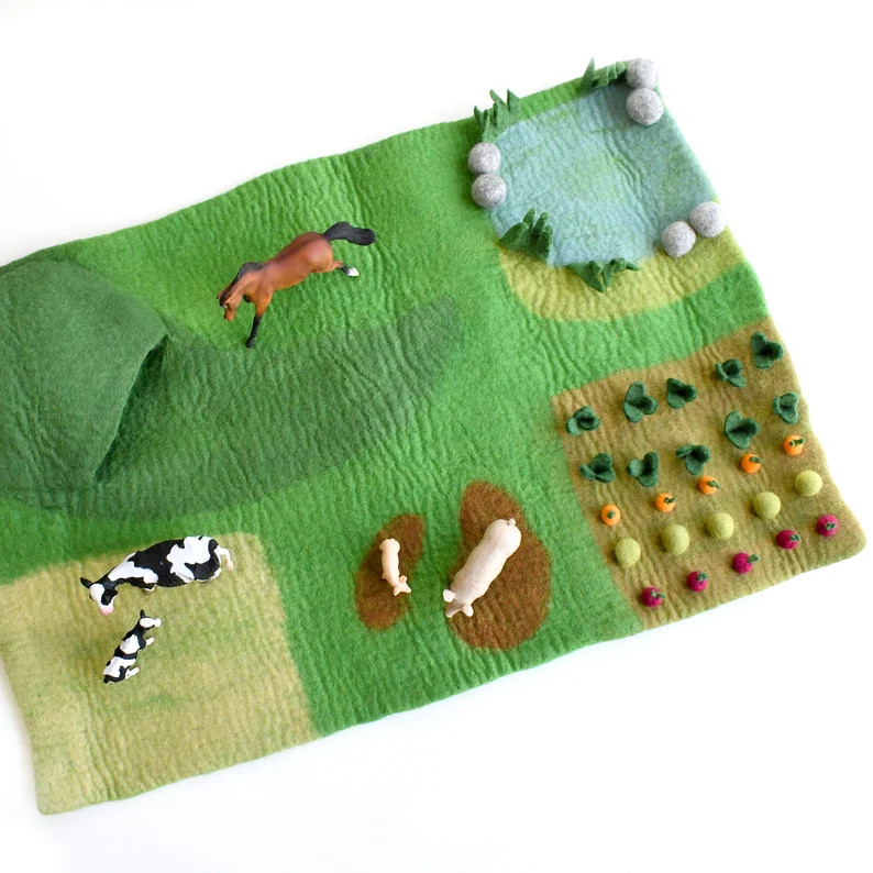 Large Farm Barnyard Felt Playmat / Wool Felt Playscape / Made From Wool Felt / Waldorf Inspired -... | Etsy (US)