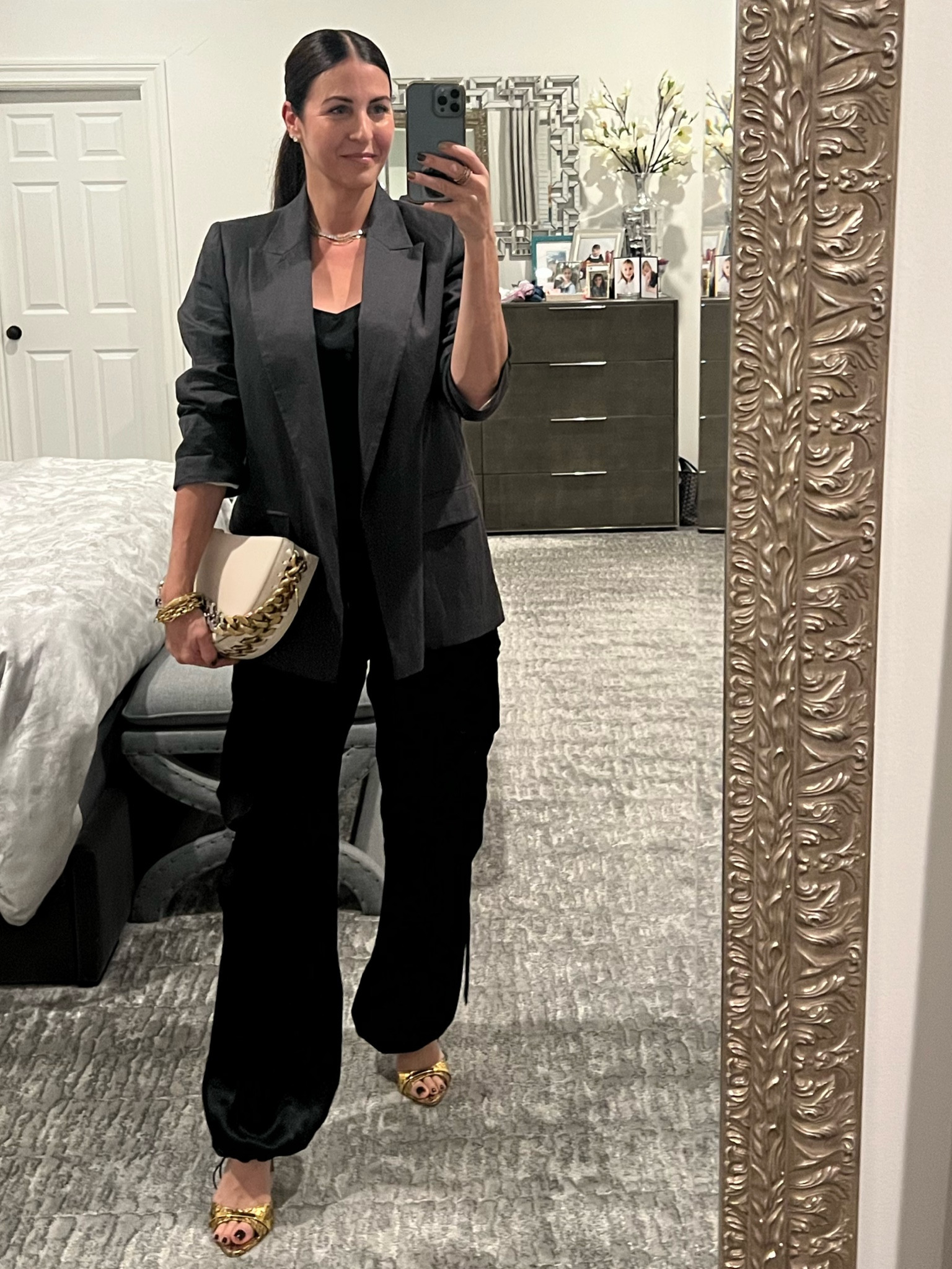Easy early Fall look 🖤 cargo and linen blazer. Add some metallic and good to go!

#LTKBacktoSchool #LTKFind #LTKSeasonal