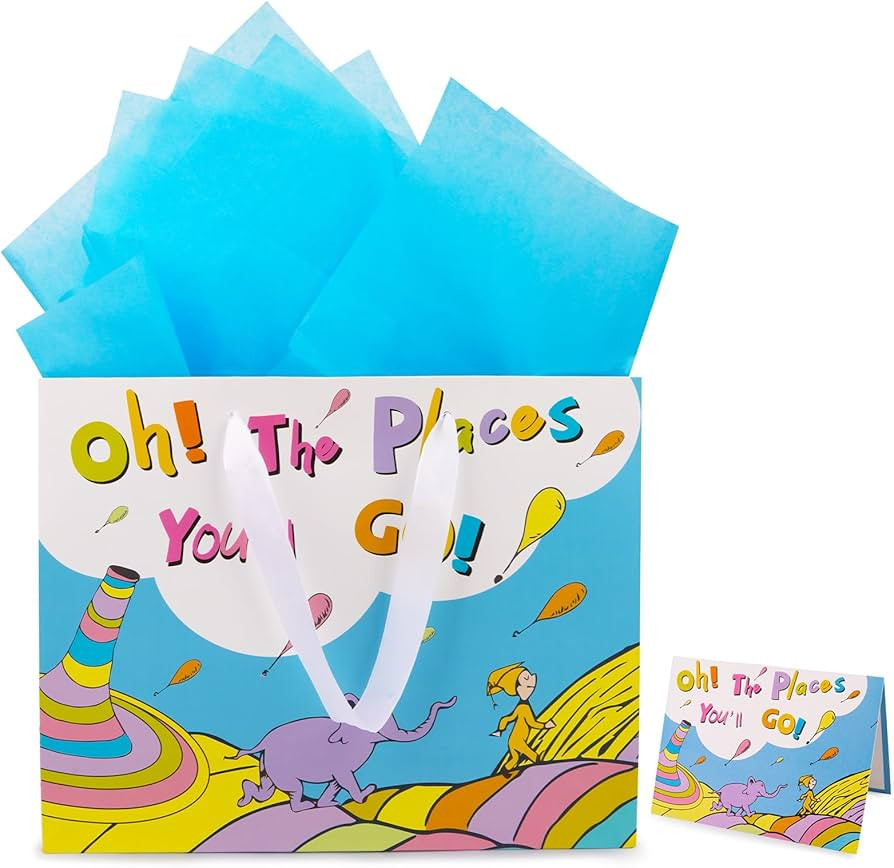 Oh The Places You'll Go Graduation Gifts Bag, 11 Inch Dr Seuss Goodie Bags with Tissue Paper and ... | Amazon (US)