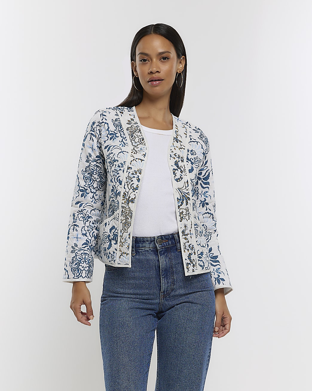 Blue paisley jacket | River Island (UK & IE)