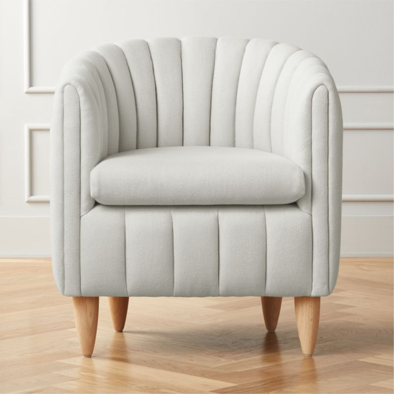 Allegro Channel Tufted Grey Dining Armchair + Reviews | CB2 | CB2