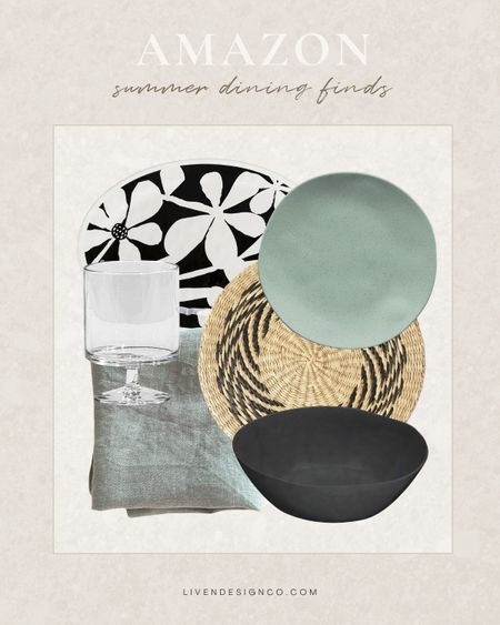 Amazon dining finds. Al fresco dining. Outdoor dining. Summer dining. Outdoor dinnerware. Outdoor dinner plates. Melamine dinnerware. Blockprint napkins. Linen napkins. Woven seagrass placemats. Plate chargers. Outdoor drinkware. Outdoor drinking glasses. Acrylic drinking glasses. Blue and white floral plates. Scalloped plates. Linen table runner. Striped table runner. Table linens. Table setting. Tablescape. Acrylic goblets. Modern dining. Serving platter. Sage green plates.

#LTKSeasonal #LTKHome #LTKFindsUnder50
