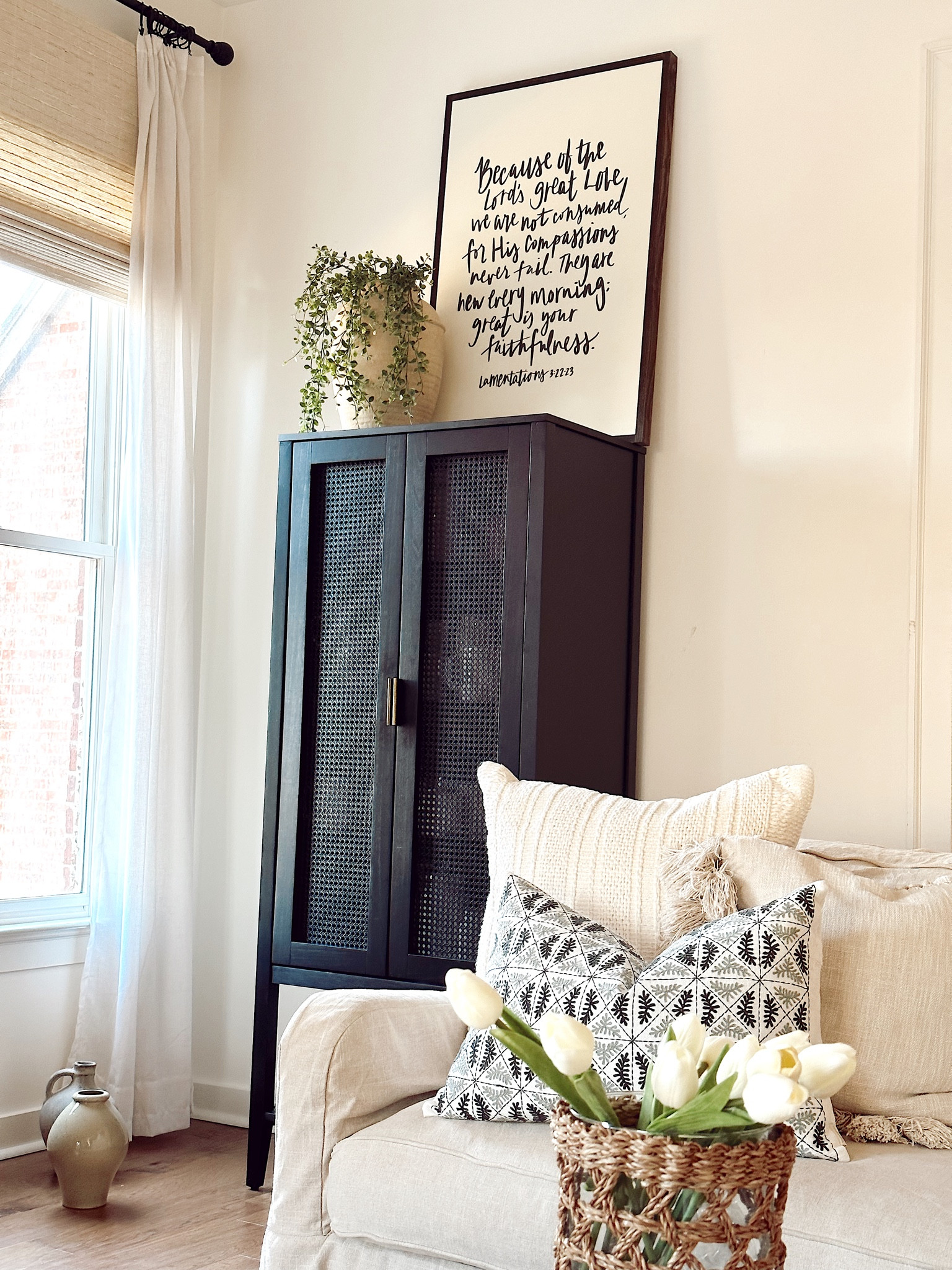 Lamentations 3 sign // wall decor // living room decor // I have this sign in the largest size, dark stain. Use code SHEGAVEITAGO for a discount  

#LTKhome #LTKfamily #LTKFind