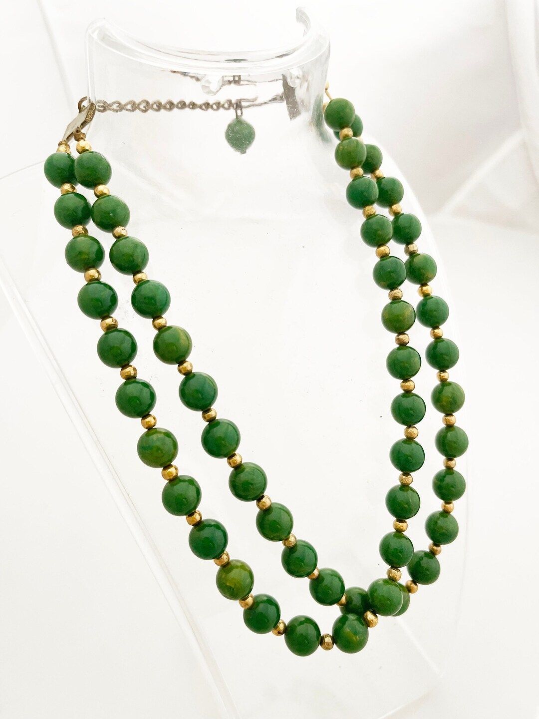 Emerald Double Strand Beaded Necklace  Vintage 1950's Two - Etsy Australia | Etsy (AU)