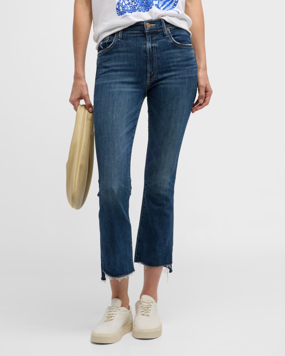 MOTHER Insider Crop Step Frayed Jeans | Neiman Marcus