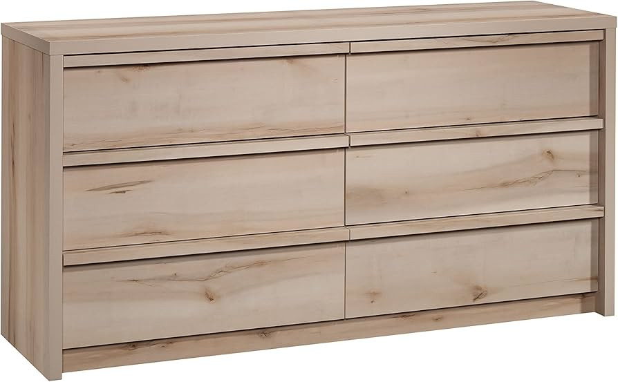 Sauder Harvey Park 6-Drawer Bedroom Dresser, L: 60.71" x W: 17.48" x H: 31.06", Pacific Maple Fin... | Amazon (US)
