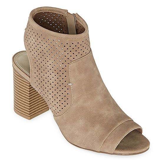 a.n.a Womens Tasha Zip Peep Toe Block Heel Booties | JCPenney