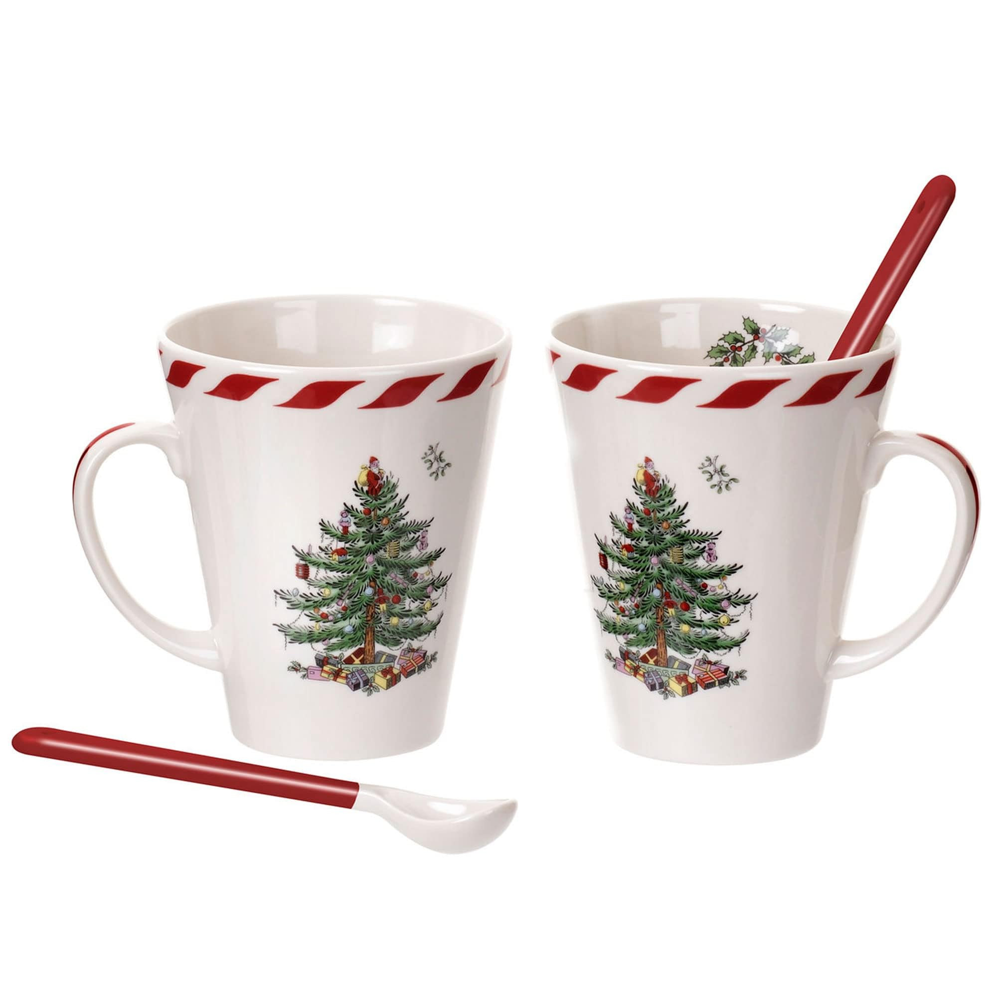 Spode Christmas Tree Peppermint 14oz Mug & Spoon Set (4-Piece) - Festive Earthenware with Candy C... | Amazon (US)