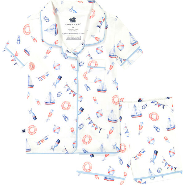 Short Sleeve Classic Pajamas, Nautical Print | Maisonette