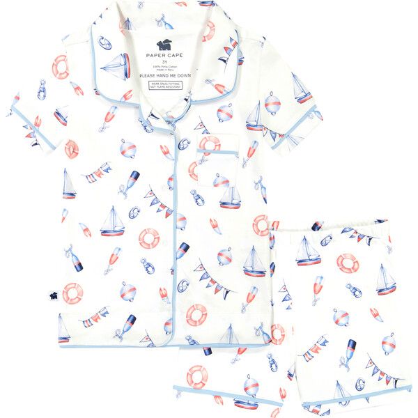 Short Sleeve Classic Pajamas, Nautical Print | Maisonette