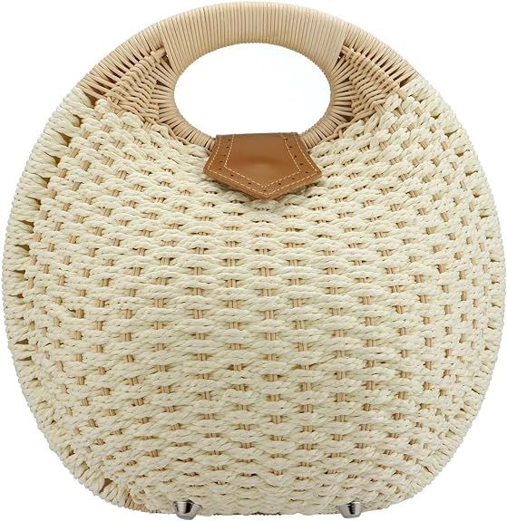 Puedo Women Shell Shape Straw Bag Rattan Woven Beach Handbags Summer Straw Tote Bag | Amazon (US)