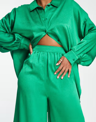 ASOS DESIGN satin beach set in green | ASOS (Global)
