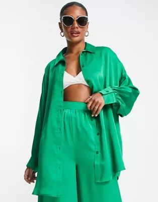 ASOS DESIGN satin beach set in green | ASOS (Global)