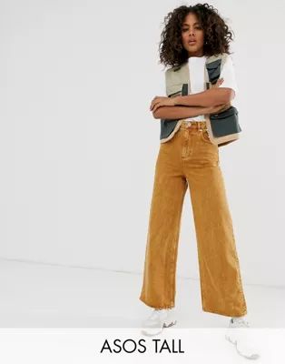 ASOS DESIGN Tall premium wide leg jeans in mustard | ASOS US