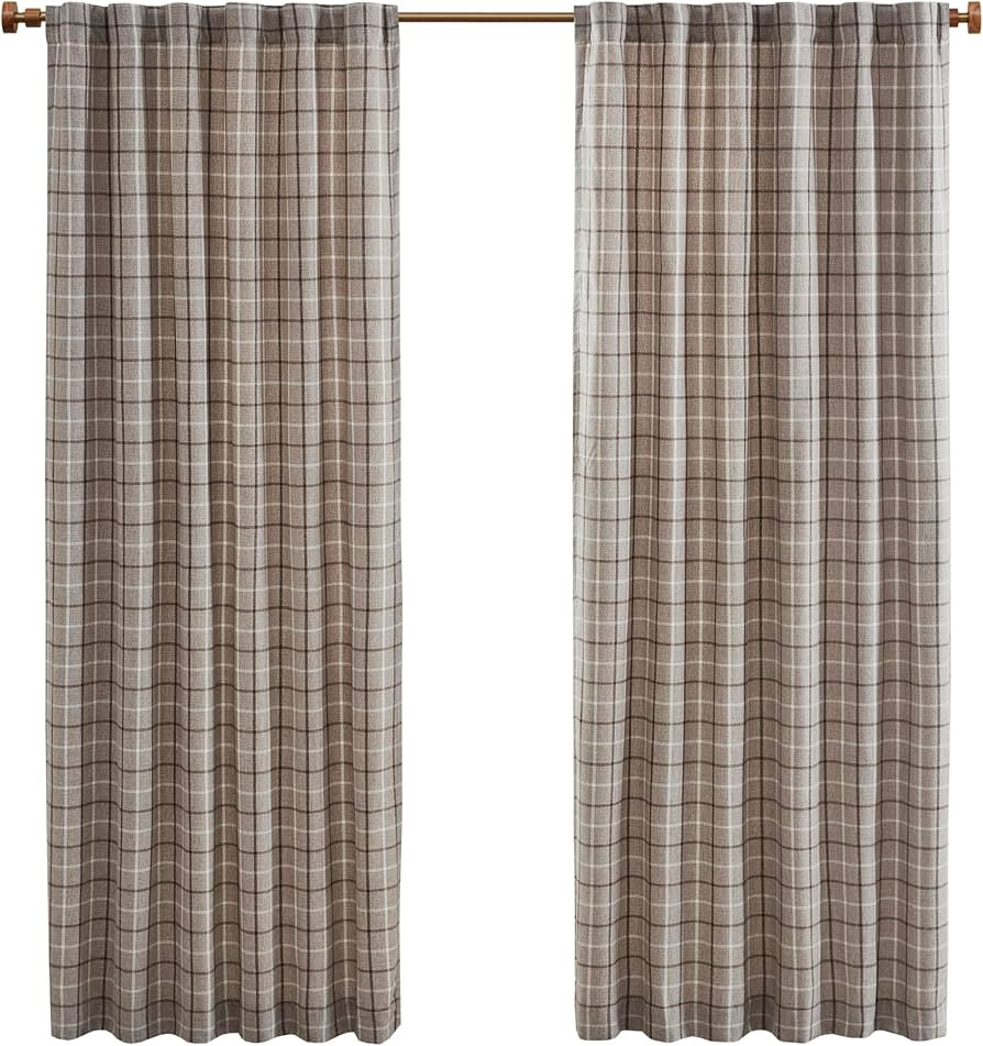 Madison Park Anaheim Cabin Plaid Curtain Window, Thermal Insulated Fleece Lining, Living Room Dec... | Amazon (US)