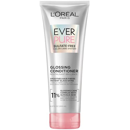 L'Oreal Paris Glossing Sulfate Free Conditioner with Glycolic Acid, Hair Care for Lasting Shine and Smoothness for Dull, Dry Hair, EverPure, 6.8 Fl Oz | Amazon (US)