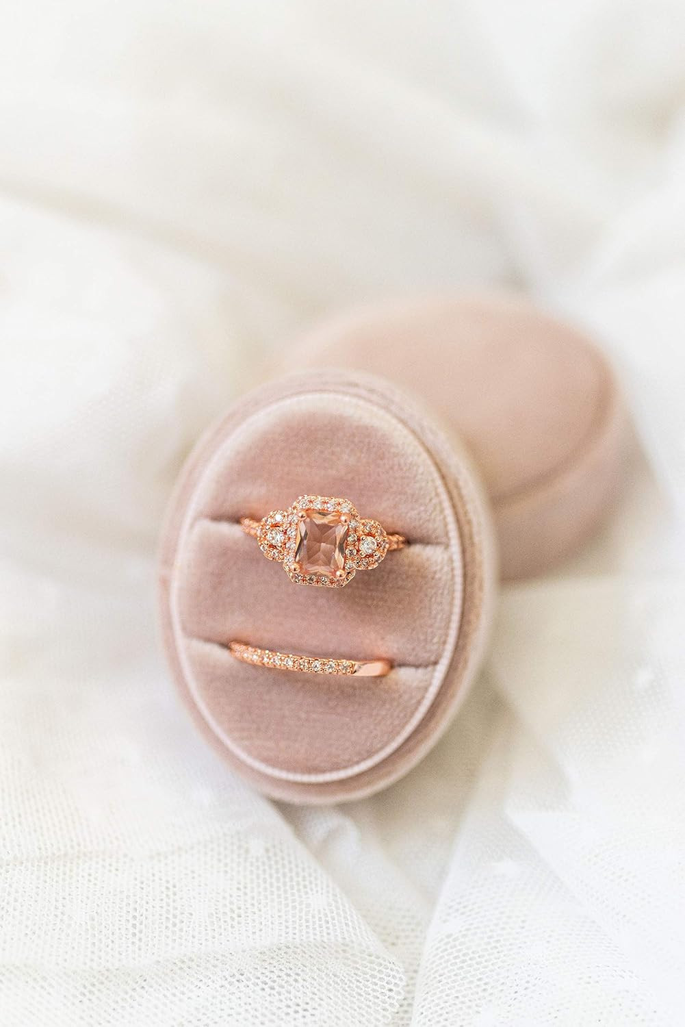 Velvet Ring Box - Velvet Ring Box, OVAL Hand-Made Ring Box - Double Storage, Soft Fabric - Perfec... | Amazon (US)