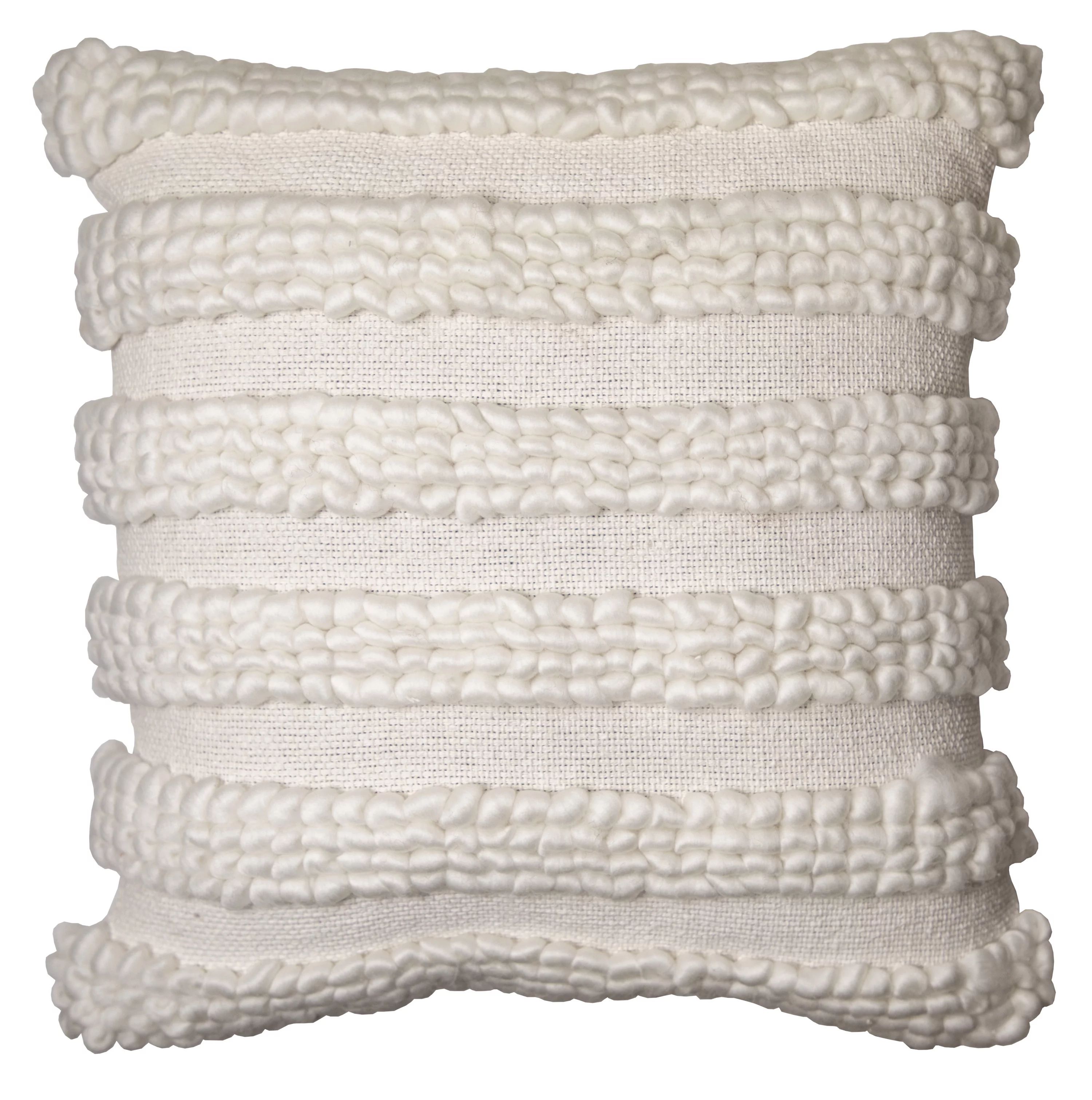 Better Homes & Gardens, Tufted Loop Stripe Decorative Throw Pillow, 20''x20'', White | Walmart (US)