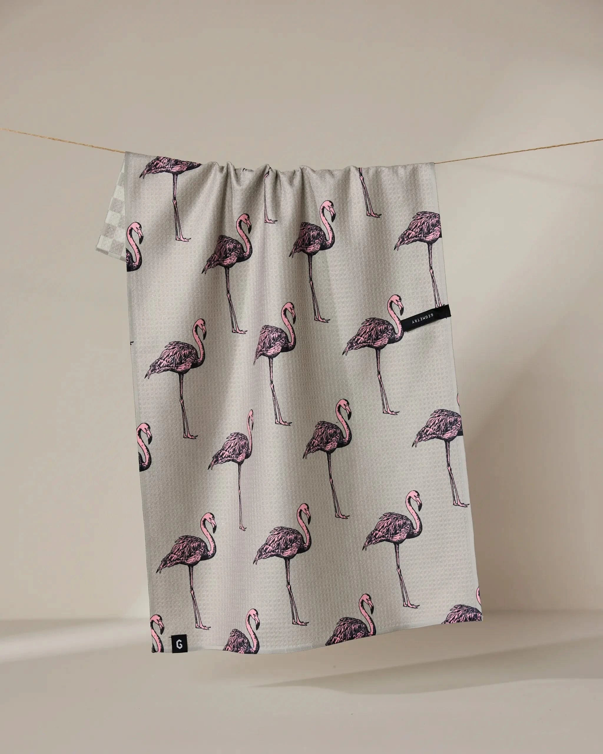 Flamingo Dance Double-Sided Tea Towel | Geometry | Geometry