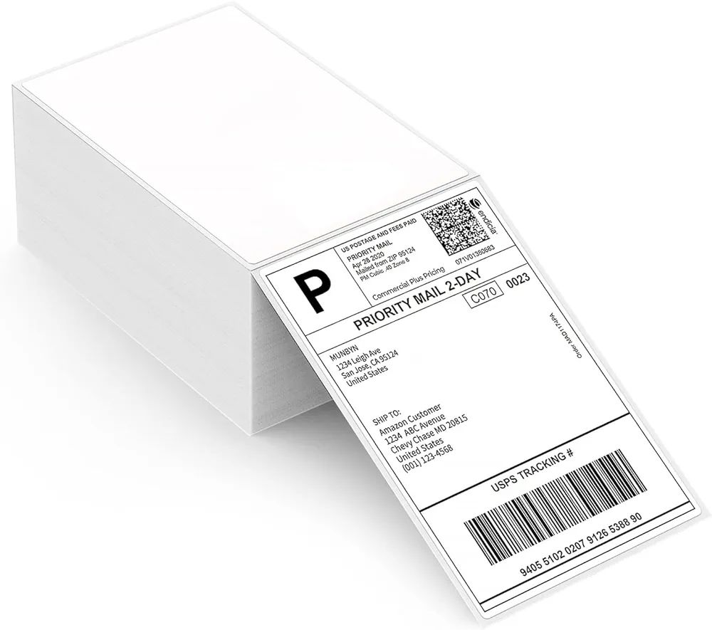 MUNBYN Thermal Direct Shipping Label (Pack of 500 4x6 Per Fanfold Labels) - Commercial Grade | Amazon (US)