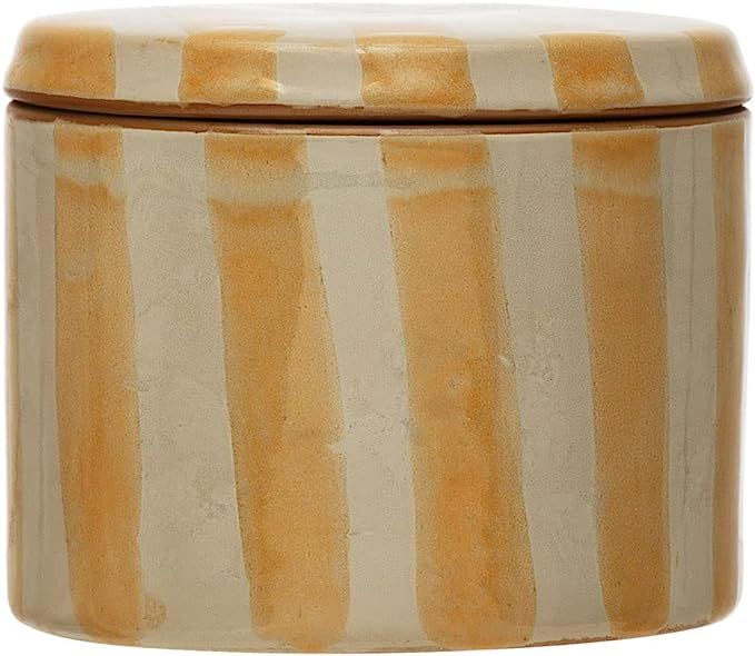 Creative Co-Op Stoneware Stripes, Reactive Glaze Canister, 5" L x 5" W x 4" H, Multicolor | Amazon (US)