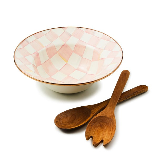 MacKenzie-Childs Rosy Check Salad Serving Set Bowl | MacKenzie-Childs