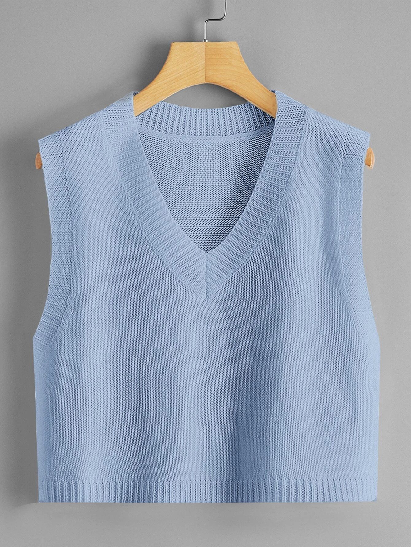 V-neck Solid Sweater Vest
   SKU: swtop23210119039      
          (9999+ Reviews)
            US... | SHEIN