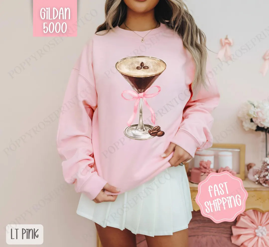 Espresso Martini Sweatshirt, Martini Bow Crewneck, Cute Women's Sweater, Girl's Night Sweatshirt,... | Etsy (US)