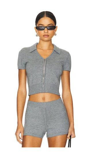 GUIZIO Calesia Zip-up Top in Grey. - size XS | Revolve Clothing (Global)