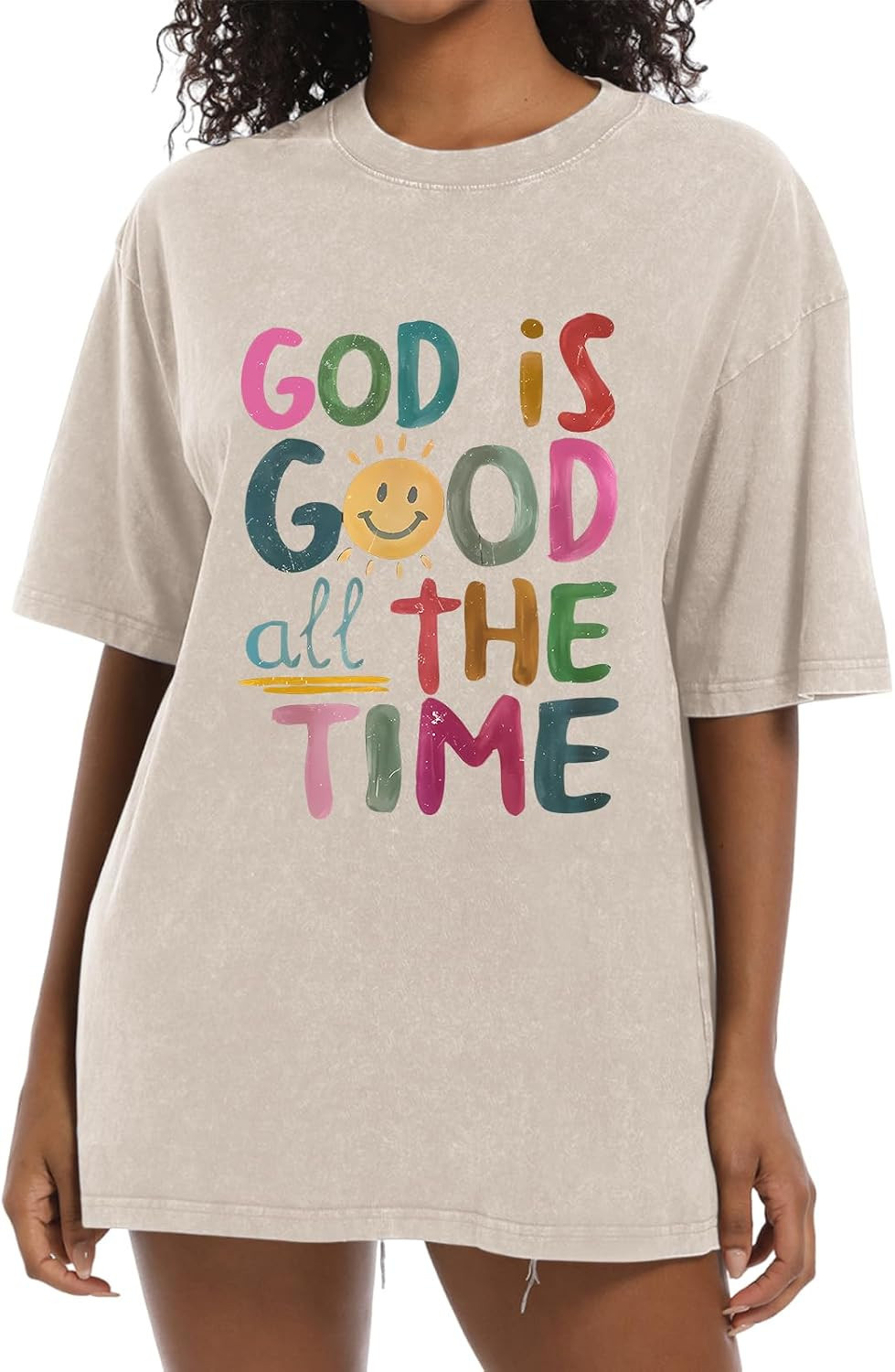 Christian Shirts for Women Oversized God is Good Tshirt Vintage Religious Jesus Tees Inspirational Bible Verse Tops | Amazon (US)