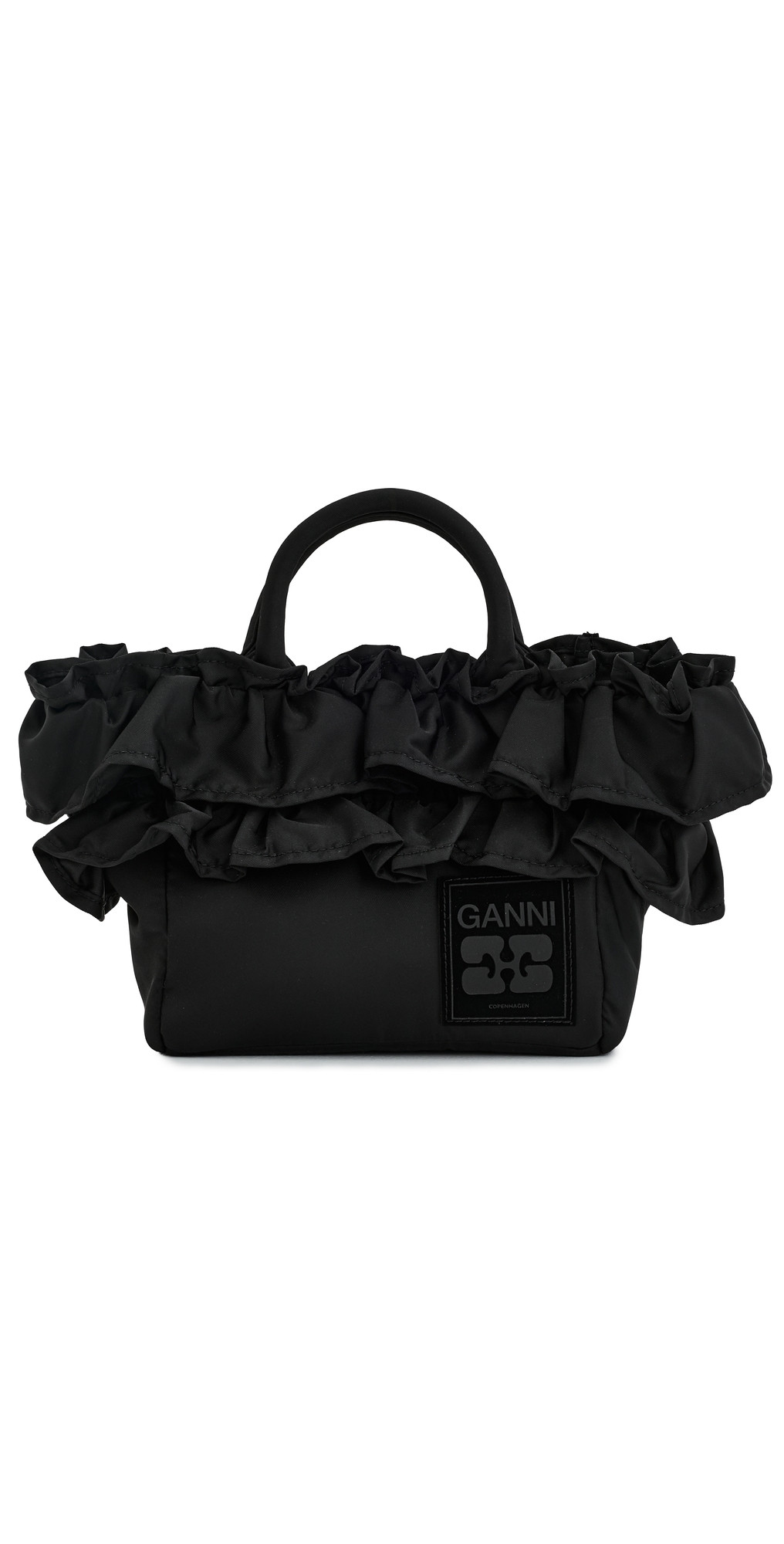 GANNI Mini Shopper Ruffle Bag Black One Size | Shopbop