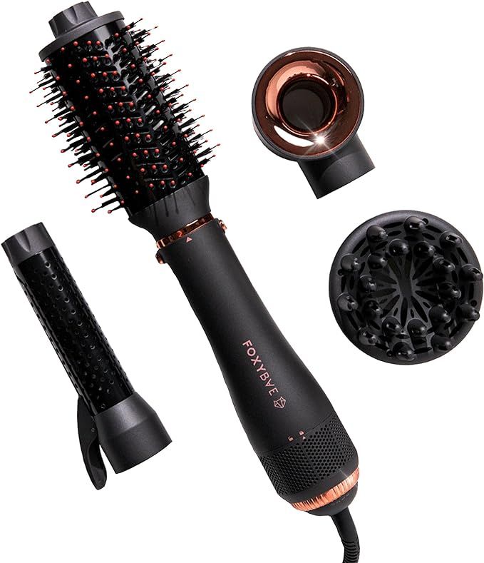 Foxybae Rose Gold Super Styler - 4 in 1 Blow Dryer Brush Set - Includes Diffuser, Blowout Brush, ... | Amazon (US)