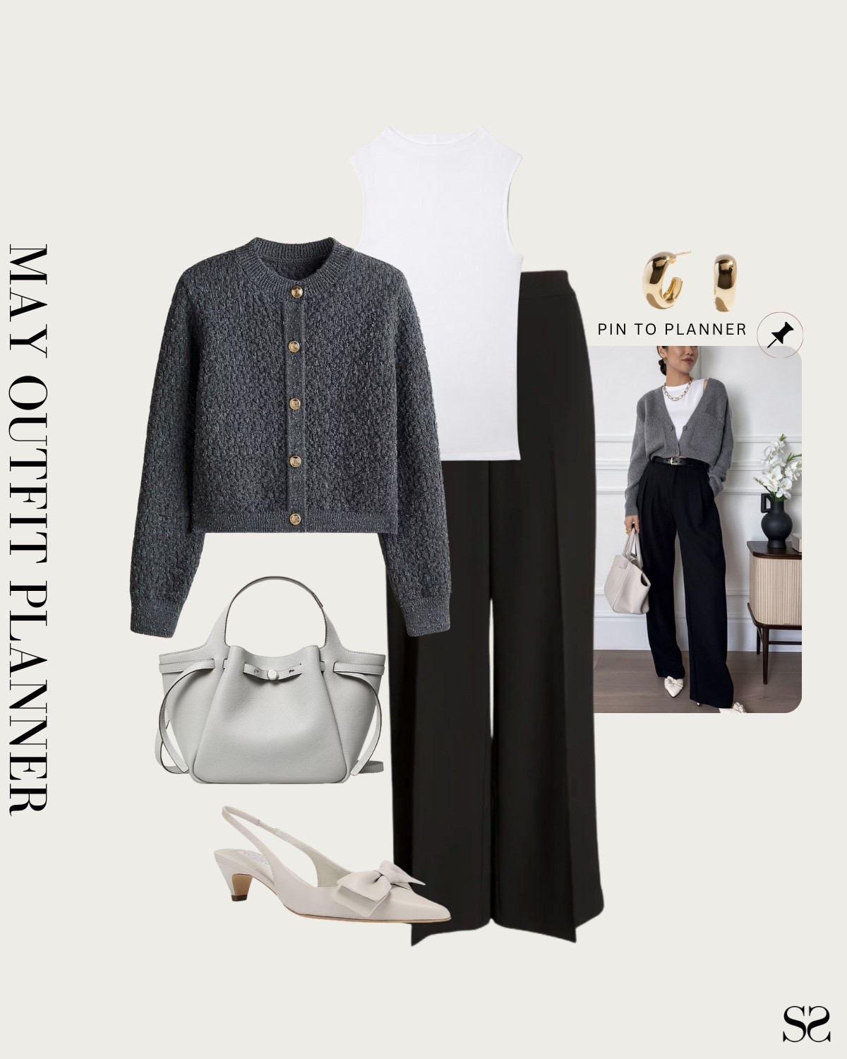 Monthly outfit planner MAY: Spring looks, pin to planner outfit inspo | cardigan, high neck tank, black trousers, sling back heel, workwear, office outfit 

#officeoutfit #springoutfit #workwear

Image credit: Pinterest 


#LTKStyleTip #LTKWorkwear