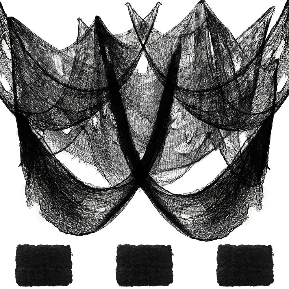 3 Pack Halloween Decorations Creepy Cloth, 120 x 30 Inch Black Creepy Gauze for Decor, Halloween ... | Amazon (US)