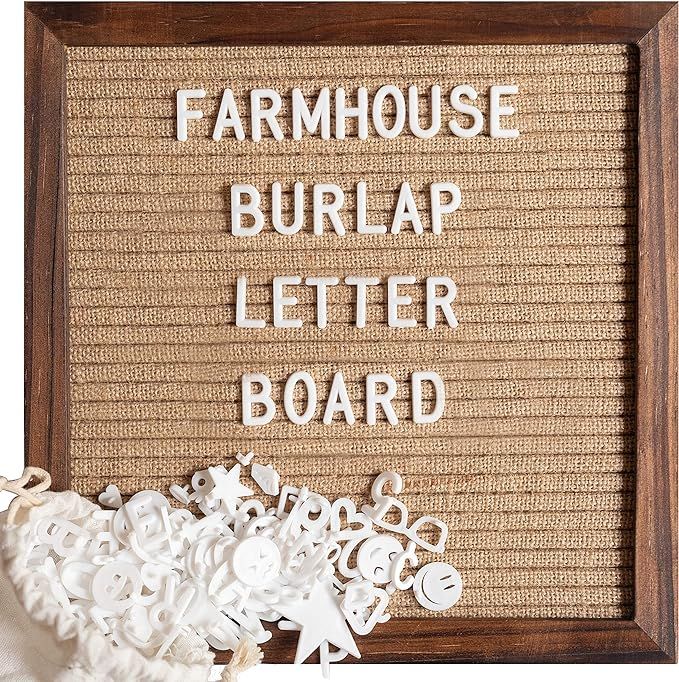 Burlap Letter Board - The New Felt Letter Board - 10x10 Inch, Rustic Cherry Wood Frame, 374 Precu... | Amazon (US)