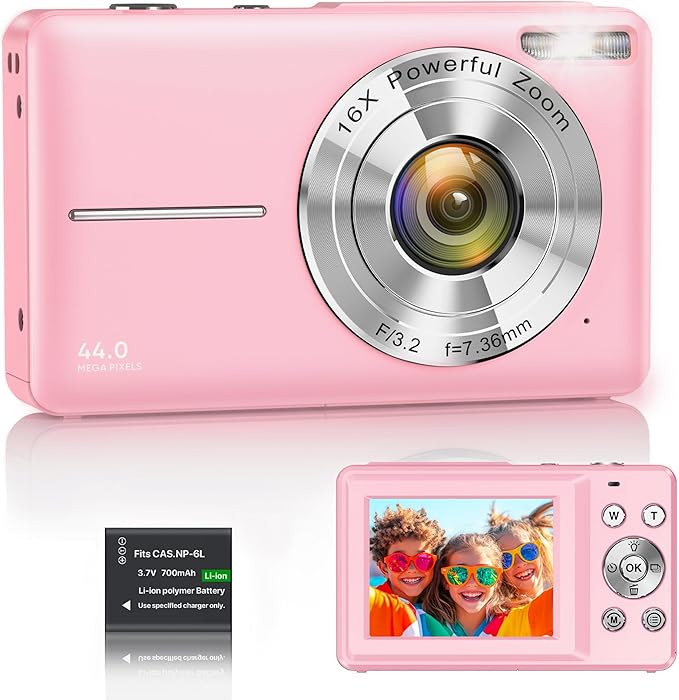 Digital Camera 1080P 44MP Vlogging Camera for Kids Teens, FHD Compact Portable Photo Camera with ... | Amazon (UK)