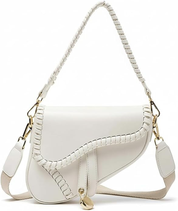 Women's Saddle Bag Crossbody Purse with Detachable Strap, Soft Genuine Leather Small Shoulder Bag... | Amazon (US)